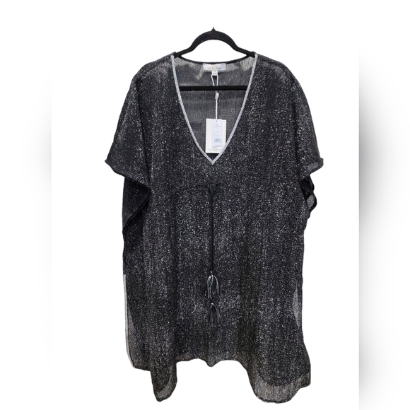 NWT L/XL Metallic Sheer Midi Swimsuit Coverup with Wait Drawstring - Picture 1 of 6